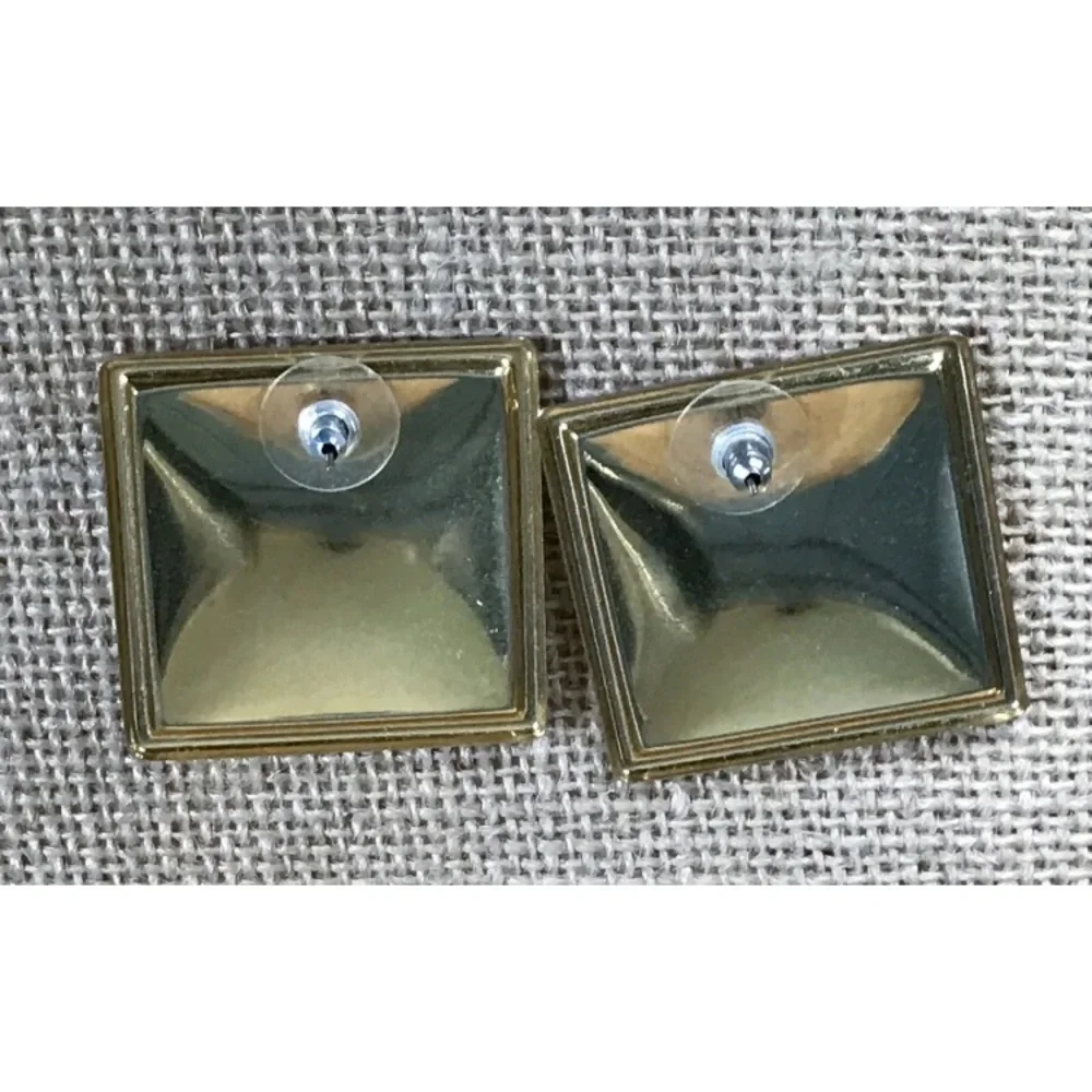 Vintage Orange Swirl Square Earrings Enamel Metal 70s GoGo Statement Goblin Core